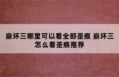 崩坏三哪里可以看全部圣痕 崩坏三怎么看圣痕推荐